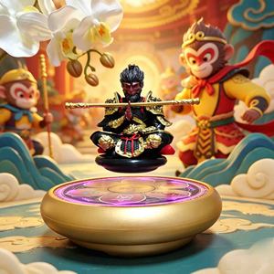 Lampe de nuit LED HCNT Sun Wukong Monkey King à flottation magnétique, en résine ronde multicolore, avec contrôle tactile, rechargeable par USB, décoration d'intérieur - Product Image 1