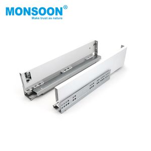 Système de tiroirs Ultbox-Standard en métal pour meuble de cuisine, profilé, à fermeture amortie, à extension totale 3 volets, dissimulé, blanc, avec goupilles - Product Image 1