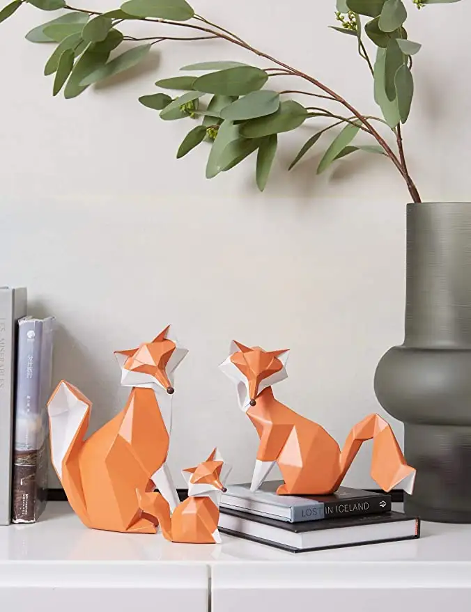 Hoge Kwaliteit Fox Beeldje Dierlijke Hars Ambachten Bureau Ornament Aangepaste Vossenhars Sculptuur