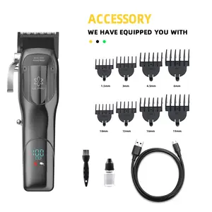 Máquina de cortar cabelo profissional com motor sem escova 8100RPM 2500mAh forte USB recarregável sem fio para homens