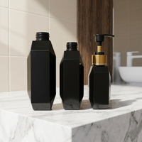 Bouteille de shampooing carrée en PET au design unique, 120 ml, 250 ml, 400 ml, avec pompe à lotion, soin des cheveux, bouteille noire, bouteilles en plastique vides