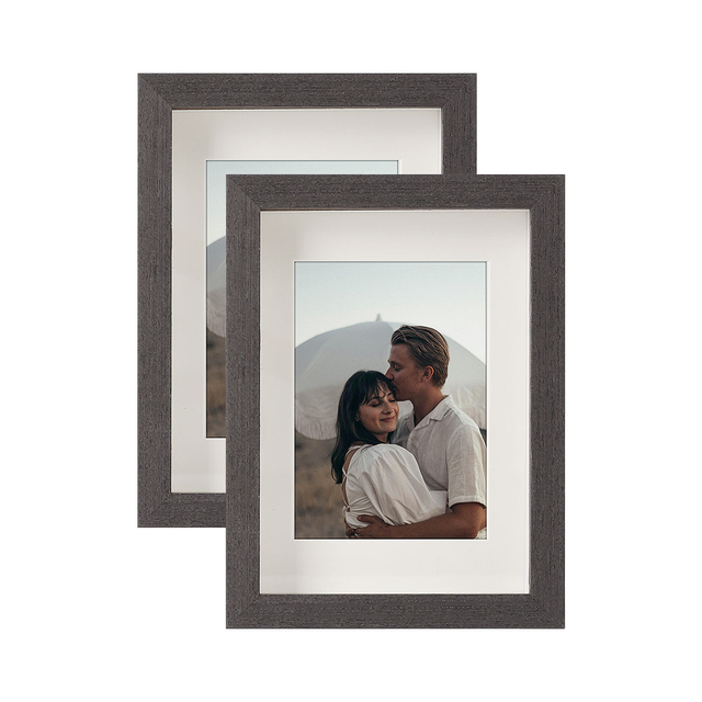 Wholesale Grey Wood Frame Set 2pcs OEM ODM Custom Logo FSC Pine FBA Ready Magnolia Home Pottery Barn Style Bulk