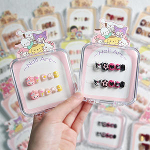 Faux ongles ultra-fins en acrylique, 24 pièces, couvrance totale, motif dessin animé vintage, style 'Hot Girl', pour enfants, à porter, sans trace, mignons et doux, courts - Product Image 3