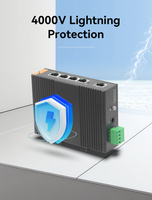 Convertisseur de média industriel GIANTECH 5 ports RJ45 semi/full duplex sur rail DIN non géré, capacité de commutation 10G, pour vidéosurveillance, garantie 5 ans
