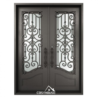 Porte d'entrée principale en fer extérieur américaine, moderne, double grille en fer, porte de portail, dernières conceptions, arches, portes en fer forgé pour maisons