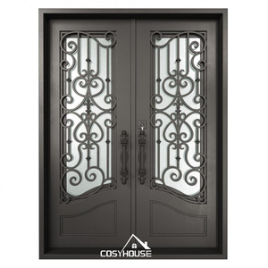 Puerta Principal Exterior de Hierro de Estilo Americano, Puerta Doble Moderna con Rejilla de Hierro, Últimos Diseños de Arcos, Puertas de Hierro Forjado para Casas - Product Image 5