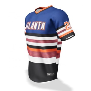 Custom Sublimated Throwback Uniform <b>Tshirts</b> Tees Shirts Mesh Fabric v Neck <b>Baseball</b> Pullover Jerseys - Product Image 2