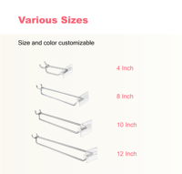 Hook Scanner Pegboard Kawat Logam 8 inci, Hook Display Retail Supermarket dengan Tempat Label Plastik, Penjualan Pabrik