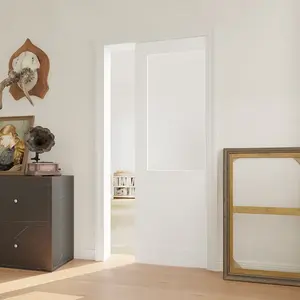 30英寸x 80英寸木制滑动壁橱，带五金套件套装涂漆拱形木玻璃门