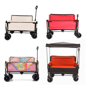 รถเข็นแคมป์ปิ้ง 2-in-1 พร้อมเก้าอี้และร่ม รถเข็นชายหาด เก้าอี้ชายหาดมีล้อสำหรับผู้ใหญ่ - Product Image 5