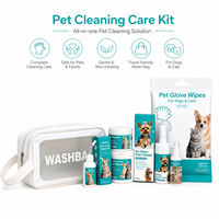 Boîte de toilettage pour animaux personnalisée avec logo, solution d'hygiène complète 6-en-1, mousse pour pattes sans eau et lingettes dentaires pour les professionnels des soins des animaux