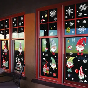Pegatinas navideñas de copos de nieve para ventana, película de vidrio