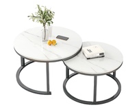 Mobilier de maison contemporain au design moderne Table basse ronde en verre avec pieds en métal