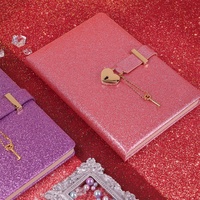 Carnet de notes A5 scintillant avec cadenas en métal en forme de cœur, en cuir PU gaufré, ligné, pour journal intime, cadeau personnel, journal d'écriture