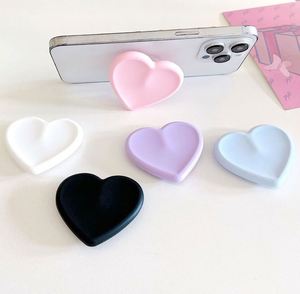 New Design In-stock Pure Color 3D <b>Silicone</b> <b>Rubber</b> Heart-shaped Minimalist Desktop airbag Retractable Stand - Product Image 1