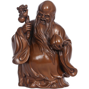 Statue artisanale en cuivre violet Fu Lu Shou pour la maison, le bureau, cadeau d'anniversaire, cadeaux d'affaires, prospérité et longévité - Product Image 4