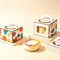 Boîte à gâteau jetable transparente avec fenêtre et poignée, boîte d'emballage pliable en papier pour gâteau d'anniversaire, dessert, pâtisserie, vente en gros