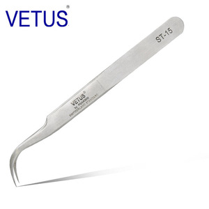 ملقط Vetus ST-10 11 12 13 14 15 16 17 أسود ESD مدبب من الفولاذ المقاوم للصدأ ملقط مضاد للانزلاق آمن ملقط Vetus