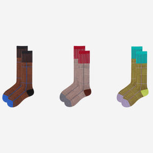 Chaussettes rétro pour femmes Robe de mollet <span class=keywords><strong>Mille</strong></span> oiseaux Plaid <span class=keywords><strong>Couleur</strong></span> Blocked Pile Chaussettes Couleurs contrastées - Product Image 3