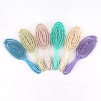 Paille de blé bouclée auto-nettoyante démêlante Anti-chute de cheveux Brosse à cheveux Nettoyeur Machine avec logo avec poils pour femmes