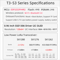 Placa de Desarrollo LILYGO T3S3 V1.3 ESP32-S3, Módulo Inalámbrico LoRa, Pantalla OLED de 0.96 Pulgadas, Wi-Fi, Bluetooth 5.0, Bajo Consumo, IoT
