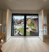 En gros Jalousie Persienne Porte Coulissante fenêtres Volet Pouce PVC Faux Bois Plantation Volets