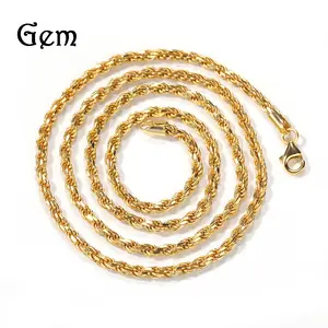 Hoge Kwaliteit 925 Sterling Zilveren Touw Ketting Ketting Vergulde Twist Rose Gouden Touw Ketting Mannen Rapper Chain Sieraden