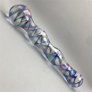 क्रिस्टल ग्लास <span class=keywords><strong>dildo</strong></span> छड़ी के लिए अंदर नीले फूल शैली युगल एनटीएस S5008 बहुरंगी - Product Image 3