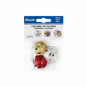 Cloches d'étoiles colorées de 30mm Set 3PC Gold Silver Red pour la décoration ou l'artisanat - Product Image 2