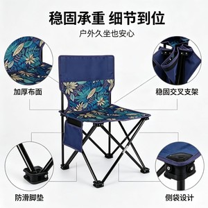 <b>Folding</b> Chair With Backrest And Side Pocket For Camping Picnic Outdoor Use Rectangular Shape Foldable Design - Product Image 4