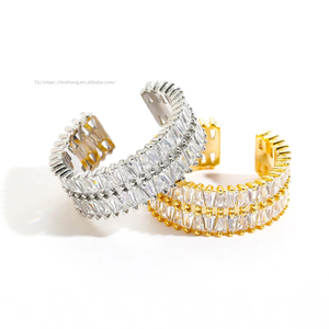 Hip-hop Men's and Women's Double-row T-square Zircon Open <b>Ring</b> Popular Hip-hop <b>Ring</b> - Product Image 5