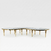 Table en spirale pour mariage, miroir en spirale, or, banquet