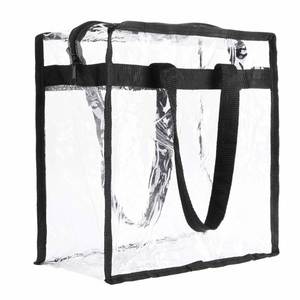 Factory-Made PVC Transparent Portable <b>Tote</b> <b>Bag</b> Long <b>Black</b> Handle Medium Size Letter Pattern Large Capacity Customizable - Product Image 3