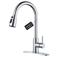 Robinet de cuisine contemporain en acier inoxydable 304 sans plomb, avec douchette flexible haute pression, à montage sur plan en céramique
