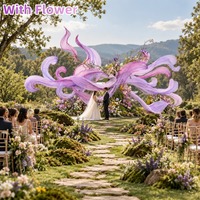 Voilage en organza violet sur mesure fait main pour installation, drapé ondulé en organza pour toile de fond de mariage de luxe, scène d'événement, décoration florale
