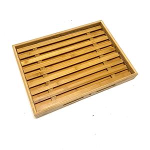 Plateau de service rectangulaire en bambou 41x30x5cm, plateau de présentation en bois massif pour boulangerie, desserts, usage hôtelier - Product Image 4
