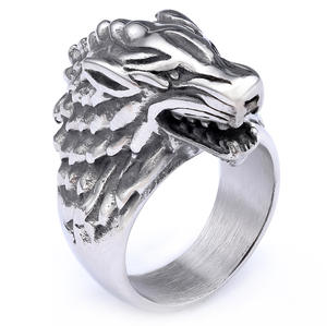 <span class=keywords><strong>Anneaux</strong></span> <span class=keywords><strong>de</strong></span> mode rétro et puissants à tête <span class=keywords><strong>de</strong></span> loup, bijoux fins, pour hommes et femmes - Product Image 4