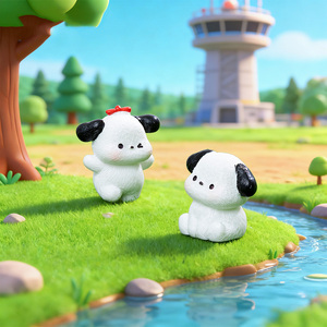 Figurines de chiens miniatures en résine Kawaii, ornements mignons de chiots de dessin animé pour micro-paysages, jardins féériques, décoration de bureau et de maison DIY - Product Image 4