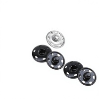 JOSDIOX Kancing Jepret Logam Tembaga Bulat Besar 12 Set untuk Menjahit Pakaian Hitam Keperakan (Ukuran Besar 0,98IN/25mm)