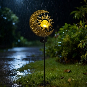 Lampes solaires à insérer au sol, motif fer forgé et lune, pour décoration de cour, jardin et pelouse, <span class=keywords><strong>extérieur</strong></span> - Product Image 4