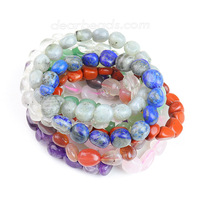Bracelet en pierres naturelles roulées, perles élastiques durables en grosses pépites de pierres précieuses pour femmes, cadeau de guérison