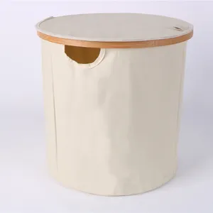 Almacenamiento de cesta de lavandería plegable de bambú plegable