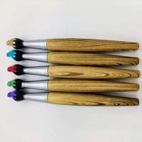 Stylo portable à corps imitation bois, tête de brosse multicolore, design de stylo à brosse pour une écriture fluide, stylo à bille pour le bureau