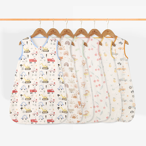 Sac de couchage bébé <span class=keywords><strong>1</strong></span>,5 <span class=keywords><strong>Tog</strong></span> en coton imprimé sans manches avec fermeture éclair, couverture portable pour nouveau-né, vente en gros - Product Image 3