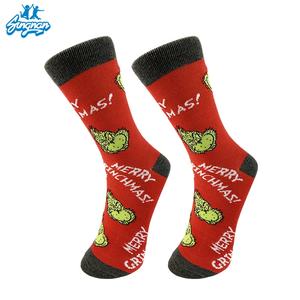 Chaussettes <span class=keywords><strong>de</strong></span> Noël à motif animal <span class=keywords><strong>Grinch</strong></span> <span class=keywords><strong>de</strong></span> dessin animé, respirantes, design tricoté créatif, personnalisées, tendance pour les couples, printemps - Product Image 1