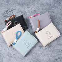 Pochette de rangement mini en cuir PU souple, couleur unie, motif dessin animé coloré, avec cordon de maintien