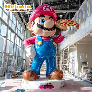 Decoración Navideña para el Hogar al por Mayor, Estatua de Mario Bros de Tamaño Real Hecha a Mano con Fibra de Vidrio y Resina, Figura de Anime con Pizza, Escultura - Product Image 1