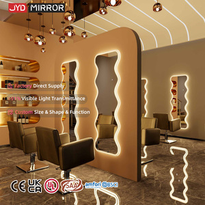 Proveedor Mayorista de Acrílico, <span class=keywords><strong>Espejo</strong></span> de Cuerpo Entero con Luz LED Decorativa para Salón de Belleza, Forma Irregular Ondulada, <span class=keywords><strong>Espejo</strong></span> de Pared - Product Image 1