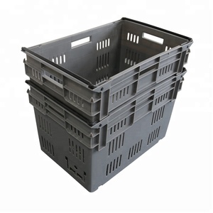 Caja <span class=keywords><strong>de</strong></span> transporte perforada <span class=keywords><strong>de</strong></span> plástico con barras oscilantes, caja <span class=keywords><strong>de</strong></span> almacenamiento con brazo apilable y estable - Product Image 3