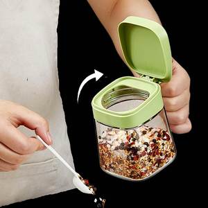 High Borosilicate Glass Condiment Kitchen Storage 300ml <b>Spice</b> Container Sugar Salt Pepper Herbs Seasoning <b>Jar</b> With Spoon & Lid - Product Image 2